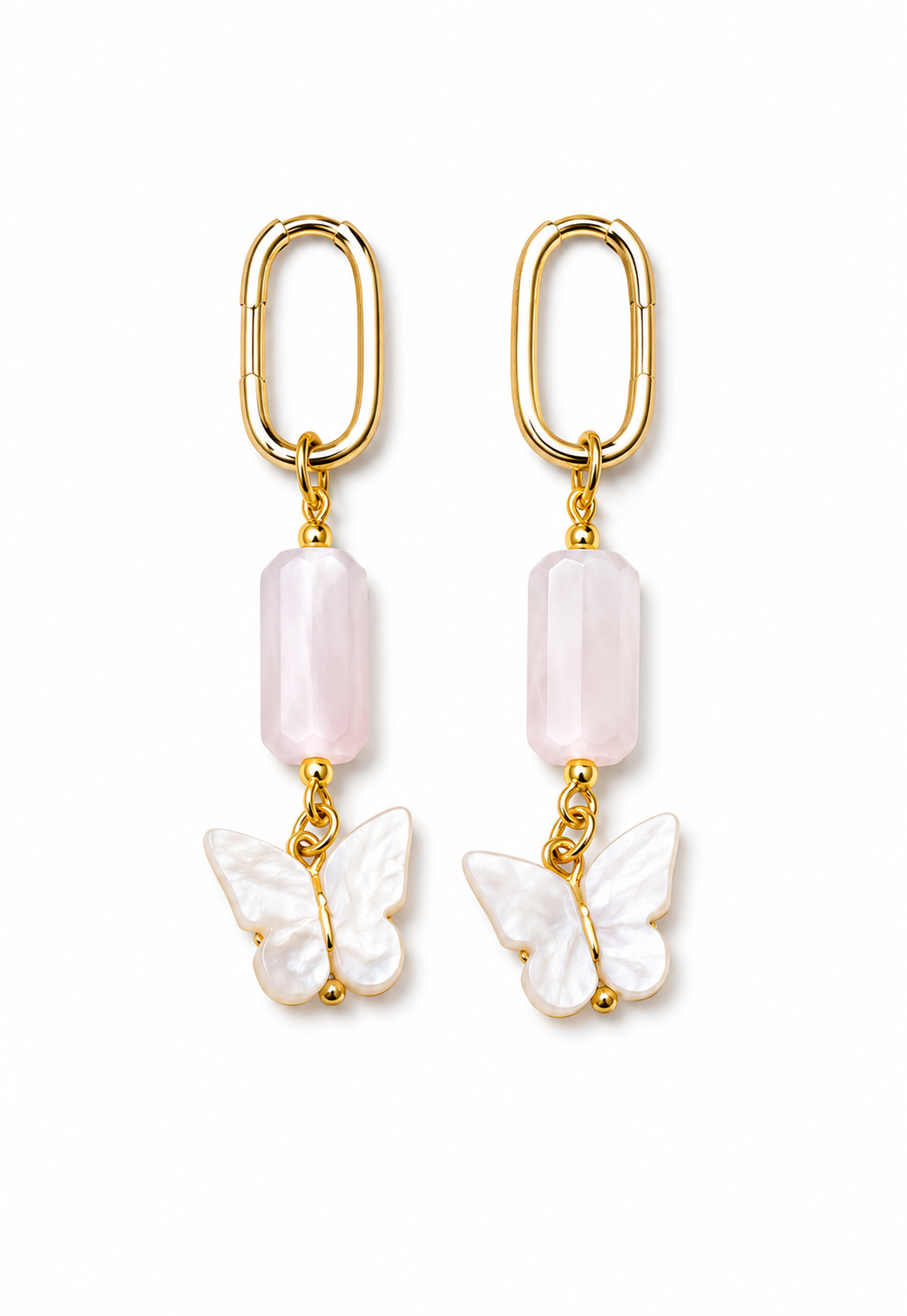 Pink Butterfly Glow – Edelstahl Ohrringe