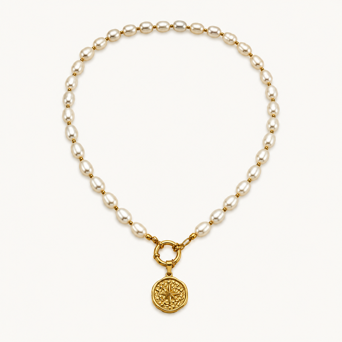 Perlenkette mit Kompass Charm