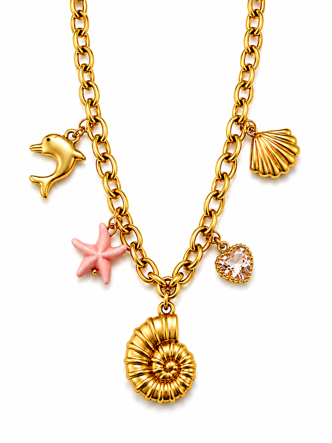 Pink Shell Edelstahlkette