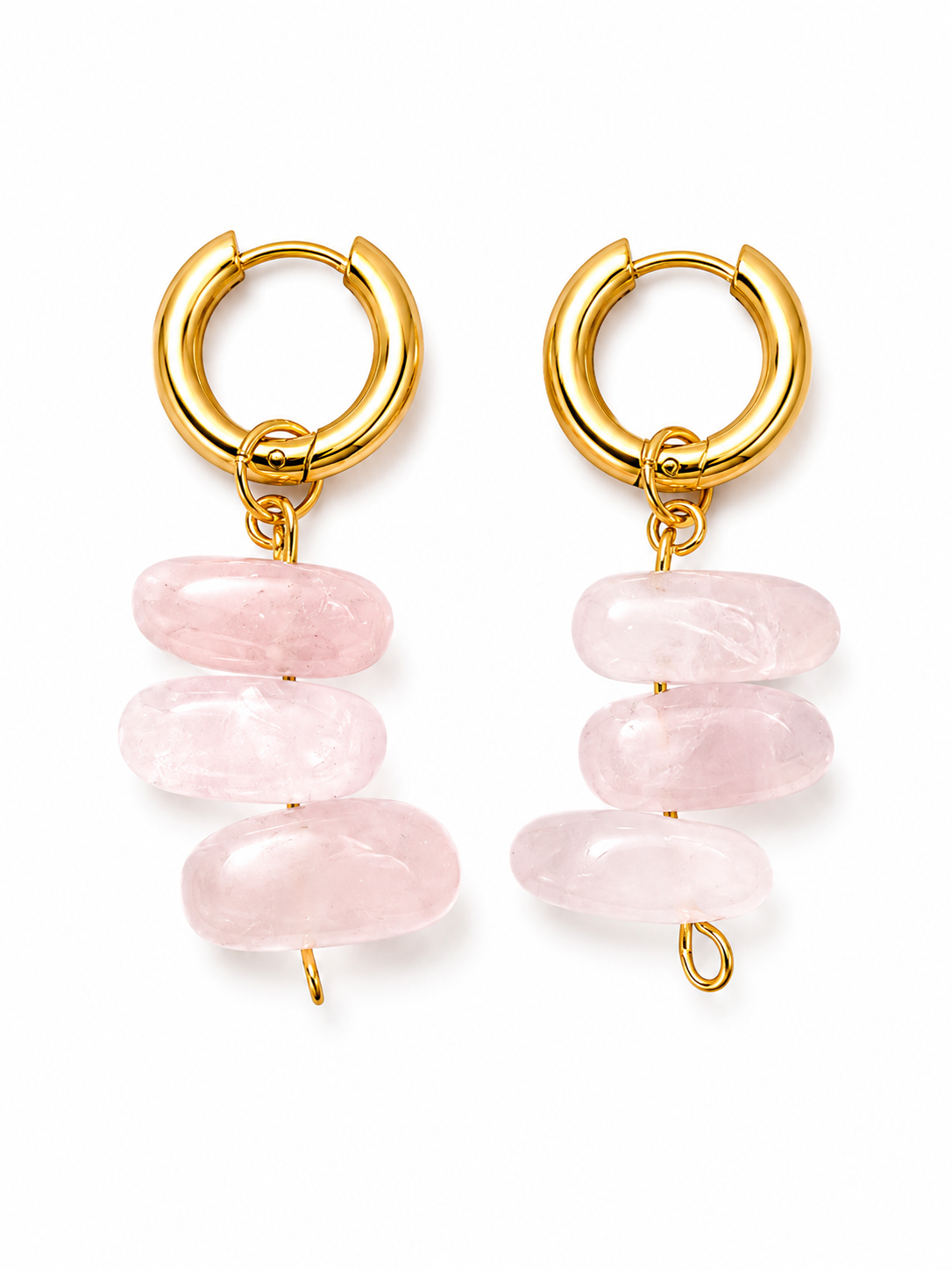 Rosé Quartz Bloom – Edelstahl Ohrringe