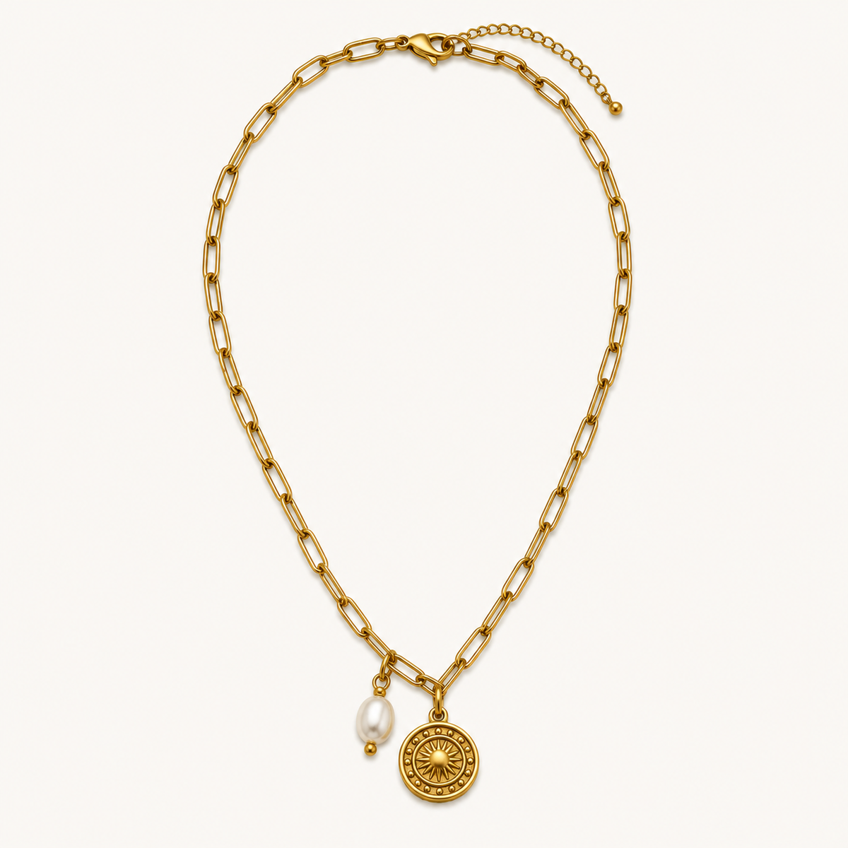 Gliederkette mit Perle und Sonnenanhänger