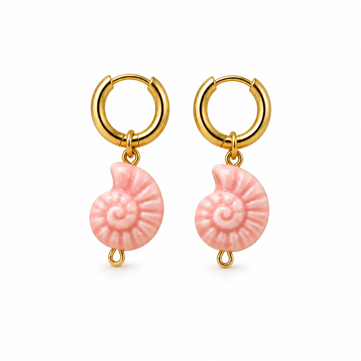 Pink Shell Glow – Edelstahl Ohrringe