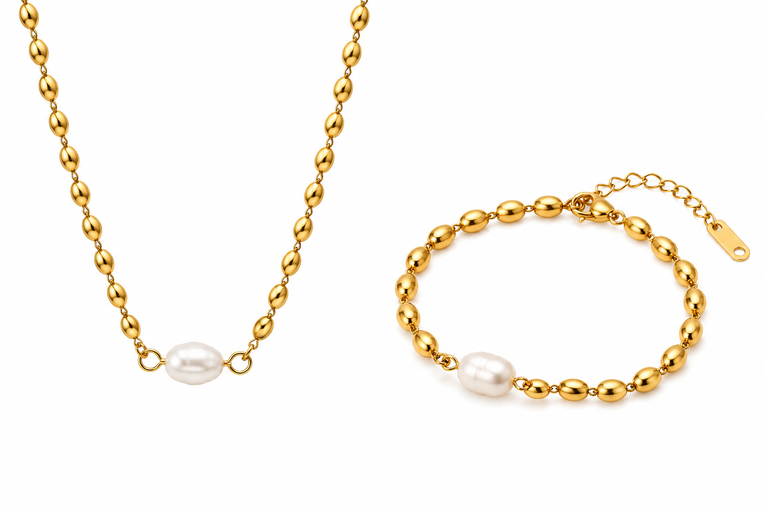 Set Edelstahlkette und Armband